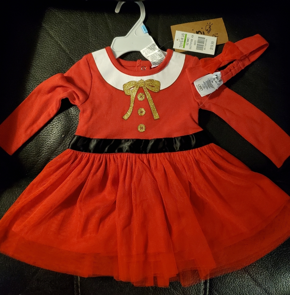 🔥Host Pick 🔥Nwt Santa dress with matching headband size 6 mth